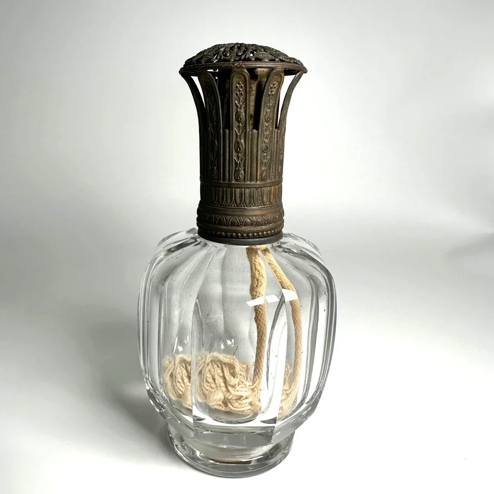 Antique Baccarat France Crystal Fragrance Lamp Berger Art Deco Paper Label 1930s